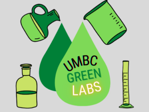 A cartoon showing green colored lab equipment with green liquids 